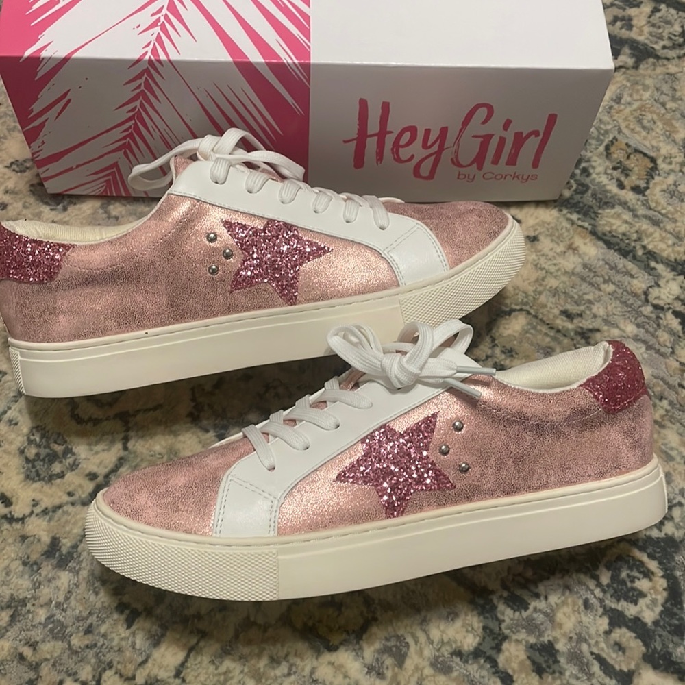 Hey Girl by Corkys pink glitter tennis shoes size 9